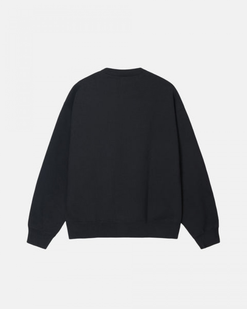 Stussy Stone Wash Fleece Crew Sweatshirts Damen Schwarz Österreich | HMU-6256