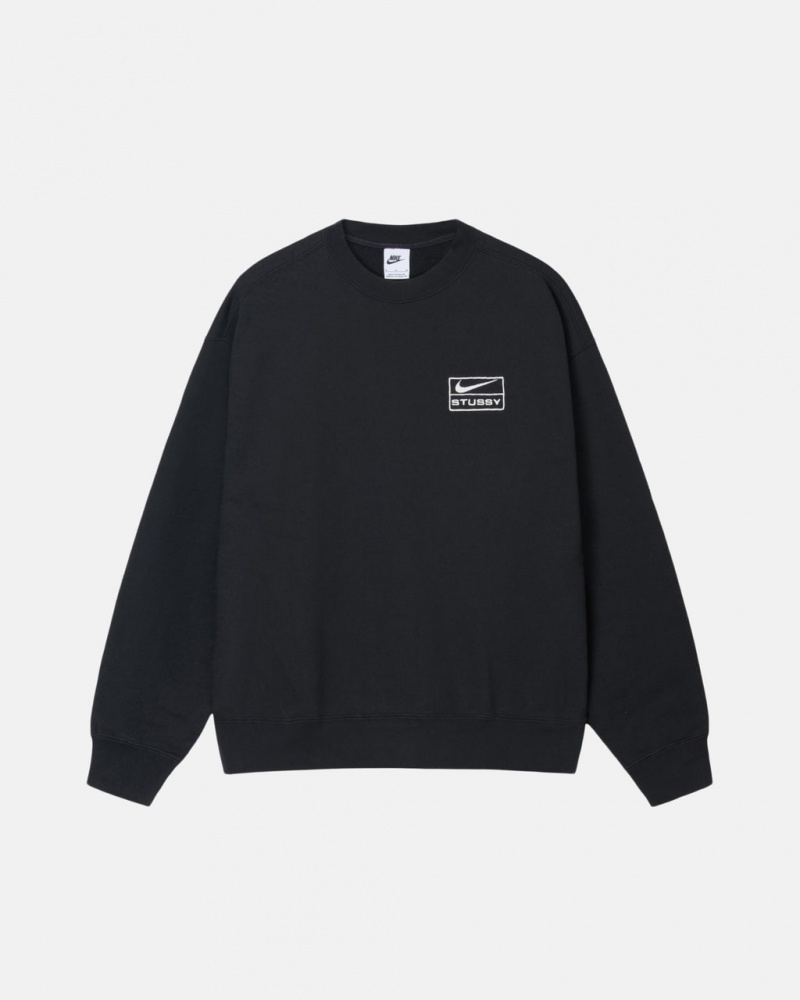 Stussy Stone Wash Fleece Crew Sweatshirts Damen Schwarz Österreich | HMU-6256