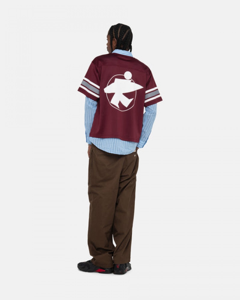 Stussy Surfman Mesh Football Jersey Oberteile Herren Bordeaux Österreich | PAL-7661