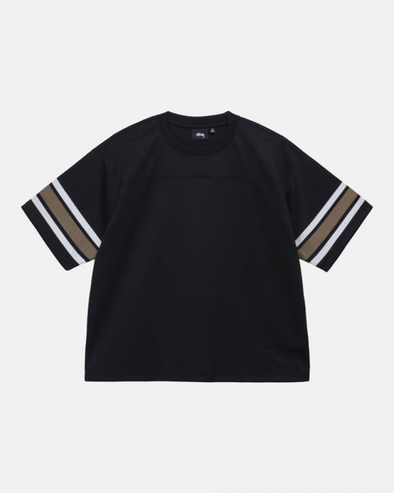 Stussy Surfman Mesh Football Jersey Oberteile Damen Schwarz Österreich | NNM-2531