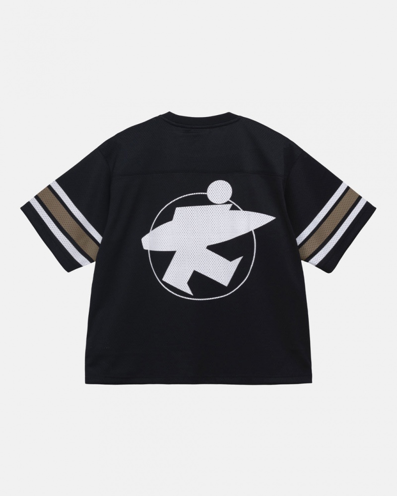 Stussy Surfman Mesh Football Jersey Oberteile Damen Schwarz Österreich | NNM-2531