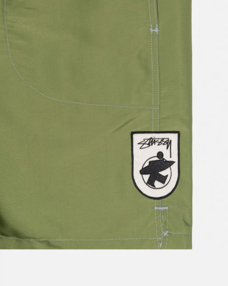 Stussy Surfman Patch Wasser Kurzes Bademode Herren Grün Österreich | OFO-1867