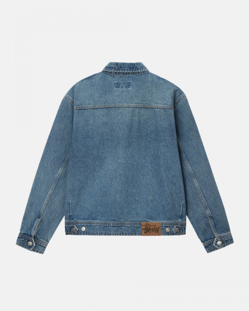 Stussy Zip Arbeits Jacket Denim Denim Damen Blau Österreich | HXH-3059