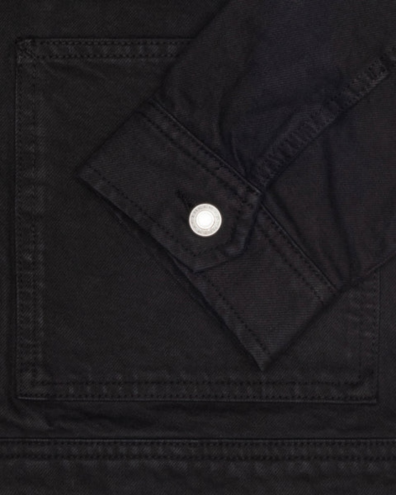 Stussy Zip Arbeits Jacket Overdyed Denim Herren Schwarz Schwarz Österreich | NKB-0137